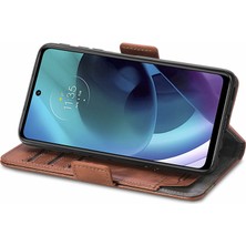 Yihang Boutique - 1383 Motorola Moto G51 Için Kart Tutuculu Pu Deri Cüzdan Telefon Kılıfı - Kahverengi (Yurt Dışından)