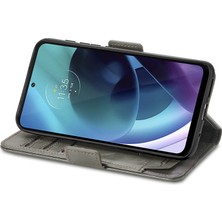 Yihang Boutique - 1383 Motorola Moto G71 Için Kart Tutuculu Pu Deri Cüzdan Telefon Kılıfı - Gri (Yurt Dışından)