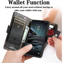 Yihang Boutique - 1383 Tcl 20 Xe Için Kart Tutuculu Pu Deri Cüzdan Telefon Kılıfı - Siyah (Yurt Dışından)