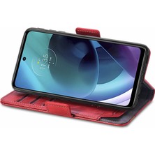 Yihang Boutique - 1383 Motorola Moto G51 Için Kart Tutuculu Pu Deri Cüzdan Telefon Kılıfı - Bordo (Yurt Dışından)