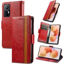 Yihang Boutique - 1383 Xiaomi 12 Için Kart Tutuculu Pu Deri Cüzdan Telefon Kılıfı - Bordo (Yurt Dışından)