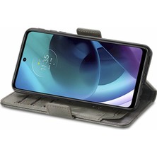 Yihang Boutique - 1383 Motorola Moto G51 Için Kart Tutuculu Pu Deri Cüzdan Telefon Kılıfı - Gri (Yurt Dışından)