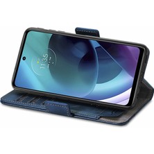 Yihang Boutique - 1383 Motorola Moto G51 Için Kart Tutuculu Pu Deri Cüzdan Telefon Kılıfı - Mavi (Yurt Dışından)