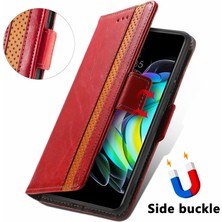 Yihang Boutique - 1383 Motorola Edge 20 Için Kart Tutuculu Pu Deri Cüzdan Telefon Kılıfı - Bordo (Yurt Dışından)