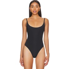 By Kul Design Kadın Siyah Ince Askılı Jarse Bodysuit