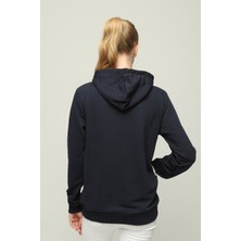 Kadın Regular Uzun Kollu Bisiklet Yaka Baskılı Kanguru Cepli Sweatshirt