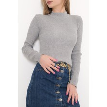 Tozlu Yaka Yarım Balıkçı Body Gri