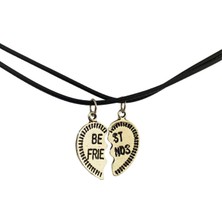 Daily Fashion Best Friends Arkadaşlık Kolyesi 2 Adet Unisex Ipli Çelik Siyah Kolye