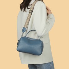 Love Home Retro Moda Deri Boston Çanta Çanta 2023 Yeni Taze Birinci Katman Sığır Deri Yastık Çanta El Çapraz Kadın Çanta (Yurt Dışından)