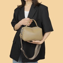 Love Home Retro Moda Deri Boston Çanta Çanta 2023 Yeni Taze Birinci Katman Sığır Deri Yastık Çanta El Çapraz Kadın Çanta (Yurt Dışından)