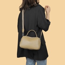 Love Home Retro Moda Deri Boston Çanta Çanta 2023 Yeni Taze Birinci Katman Sığır Deri Yastık Çanta El Çapraz Kadın Çanta (Yurt Dışından)
