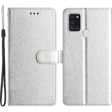 Cool-M Samsung Galaxy A21S Folio Flip Deri Cüzdan Stand Kabuğu Ipek Doku Kılıfı (Yurt Dışından)