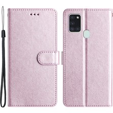 Cool-M Samsung Galaxy A21S Folio Flip Deri Cüzdan Stand Kabuğu Ipek Doku Kılıfı (Yurt Dışından)