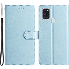 Cool-M Samsung Galaxy A21S Folio Flip Deri Cüzdan Stand Kabuğu Ipek Doku Kılıfı (Yurt Dışından)