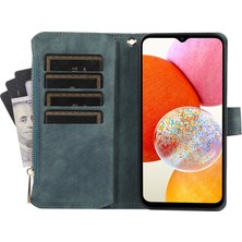 Cool-M Samsung Galaxy A22 5g Deri Telefon Kılıfı Zipper Ceb ile Çoklu Kart Yuvaları Kapak (Yurt Dışından)