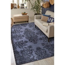 Artloop Folk Vintage Desenli Dokuma Taban Dekoratif Lacivert Halı (Ba 37)