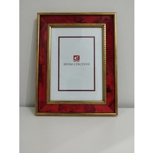 Bellarte Zümrüt Renk Desenli Aynalı Altın Renk Çerçeveli Zümrüt Desenli Fotoğraf Çerçevesi