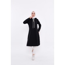 Bwest Eflin Yakadan Bağlamalı Sweatshirt - Siyah