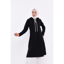 Bwest Eflin Yakadan Bağlamalı Sweatshirt - Siyah