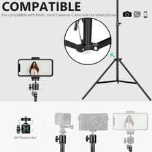 Ecuy Tripod 2.1 Metre 3in1  360 Döner Başlıklı Telefon Tutucu Ring Light Işık Stüdyo Lamba Ayağı