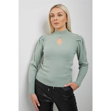 Fashion Friends Kadın Pencere Detaylı Kazak 23K0397K1 Çağla