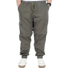 ModeXL  Büyük Beden Erkek Gabardin Kargo Jogger Pantolon Doğa 21927 Haki