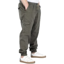 ModeXL  Büyük Beden Erkek Gabardin Kargo Jogger Pantolon Doğa 21927 Haki