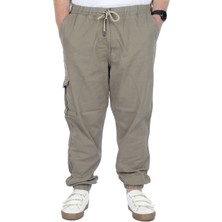 ModeXL  Büyük Beden Erkek Gabardin Kargo Jogger Pantolon Doğa 21927 Bej