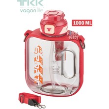 Vagonlife Tkk 1000 ml Çift Kullanım Pipetli rahat Içim Bpa Içermeyen Askılı Tritan Su Matarası FFTKK1022 1000