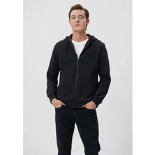 Mavi M0S10013-900 Siyah Erkek Fermuarlı Kapusonlu Sweatshirt