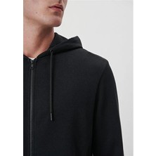 Mavi M0S10013-900 Siyah Erkek Fermuarlı Kapusonlu Sweatshirt