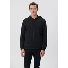 Mavi M0S10013-900 Siyah Erkek Fermuarlı Kapusonlu Sweatshirt