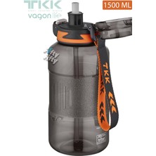 Vagonlife Tkk 1500 ml Çift Kullanım Pipetli rahat Içim Bpa Içermeyen Askılı Tritan Su Matarası FFTKK1021 1500