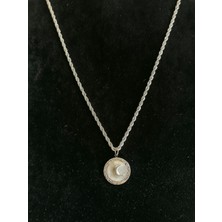 Pink Bijuteri Kadın Çelik Aymotifli 55CM Burgu Zincir Kolye Gümüş