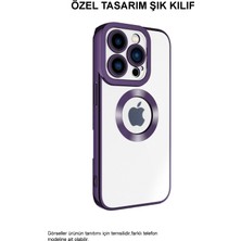 Case World Apple iPhone 15 Pro Kapak Yanları Renkli Lens Korumalı Logo Gösteren Şeffaf Luxury Silikon Kılıf - Koyu Gri