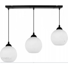 Riolight  Modern,retro3,vintage Opal Camlı 3XE27 Sıralı Siyah Metal Gövde Masa Üstü Sarkıt Avize