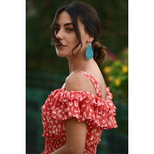 Leathiqu Kadın Deri Küpe Damla Model Çelik Kancalı Kararmaz