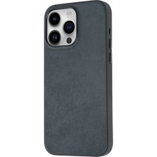 noktaks - Apple iPhone 15 Pro Max - Kılıf Koruyucu Sert Pu Mikro Fiber Mimoza Kapak - Siyah