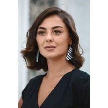 Leathiqu Deri Yaprak Model Çelik Kancalı Küpe