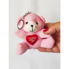 Dudu Kids Peluş Ayıcıklı Anahtarlık - 9 cm - Pembe - Kalpli - Çanta Süsü - Sevgilier Günü Hediyesi - Oyuncak