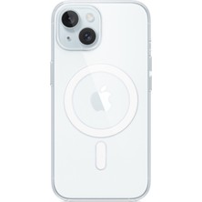 Caseart Apple iPhone 15 Plus Kılıf Magsafe Kablosuz Şarj Destekli Şeffaf Silikon Kapak