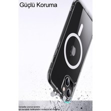 Case World Apple iPhone 15 Plus Kılıf Magsafe Kablosuz Şarj Destekli Şeffaf Silikon Kapak