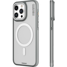 YoungKit iPhone 15 Pro Max Uyumlu Kılıf Magsafe Şarj Özellikli Youngkit Rock Sand Serisi Kapak Gri