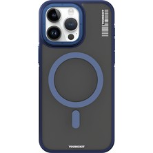 YoungKit iPhone 15 Pro Max Uyumlu Kılıf Magsafe Şarj Özellikli Youngkit Rock Sand Serisi Kapak Mavi