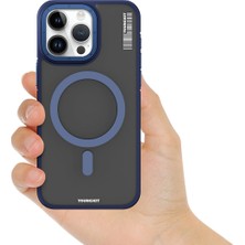 YoungKit iPhone 15 Pro Max Uyumlu Kılıf Magsafe Şarj Özellikli Youngkit Rock Sand Serisi Kapak Mavi