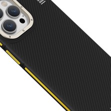 YoungKit iPhone 15 Pro Uyumlu Kılıf Magsafe Şarj Özellikli Youngkit 600D Kevlar Kapak Sarı