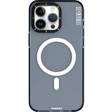 YoungKit iPhone 15 Pro Max Uyumlu Kılıf Magsafe Şarj Özellikli Youngkit Crystal Color Serisi Kapak Siyah
