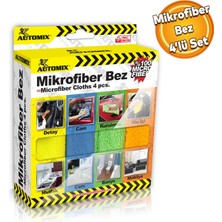 Badem10 Automix Araba Araç Otomobil Oto Ev Zemin Parke Kurulama Temizleme Mikrofiber Bez Kutulu 4'lü Set