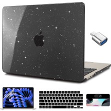 Jingyi MacBook Air 15 Inç Kılıf Için Parlak Siyah Yıldız Kılıf A2941 M2 2023 Sürümü, MacBook Air 15 M2 Çip Için Klavye Kapaklı Ekran Koruyuculu Plastik Parıltılı Bling Sert Kılıf (Yurt Dışından)