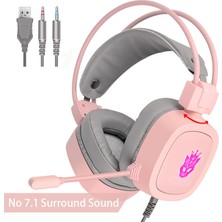 Jingyi 7.1 Pembe Güzel Oyun Kulaklığı Surround Ses Stereo Kulaklık USB Kablolu Mikrofonlu Kulaklıklar Solunum Işığı Pc Gamer Için Ps4 (Yurt Dışından)